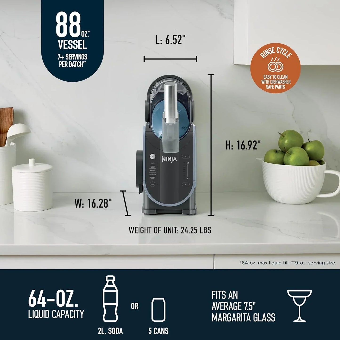 Ninja SLUSHi with RapidChill Technology 88 oz Frozen Drink Slushie Machine 5 Preset Programs