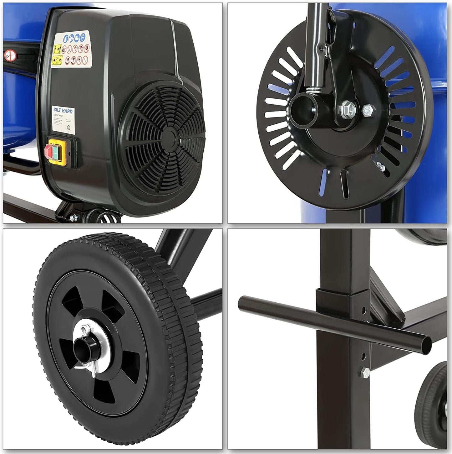 BILT HARD 4 Cu.Ft Electric Cement Mixer, 550W, Portable