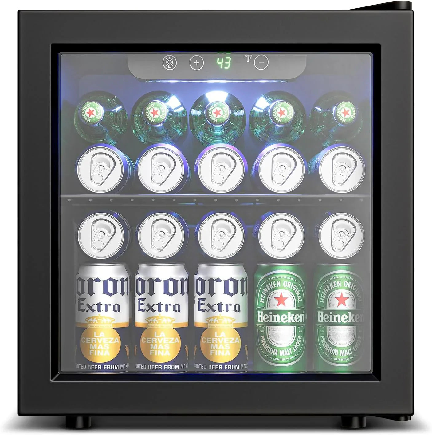 Beverage Refrigerator Cooler 126 Can Mini Fridge Glass Door for Drinks Soda Beer Wine Refrigerator