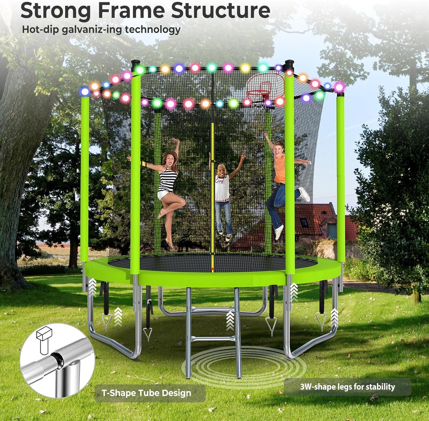 Upgraded 16Ft Trampoline with Basketball Hoop & Net