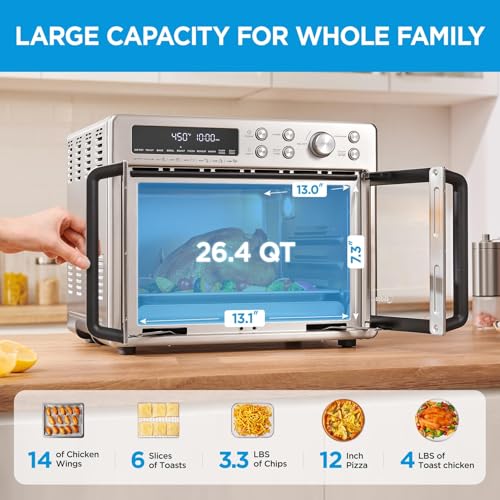 Midea Flexify French Door Toaster Oven Air Fryer Combo, 26.4 QT, Extra Large Air Fryer Countertop Oven 10 in 1 Combo, 25% Faster Cooking and 90% Less Oil, Stainless Steel : Home &amp; Kitchen