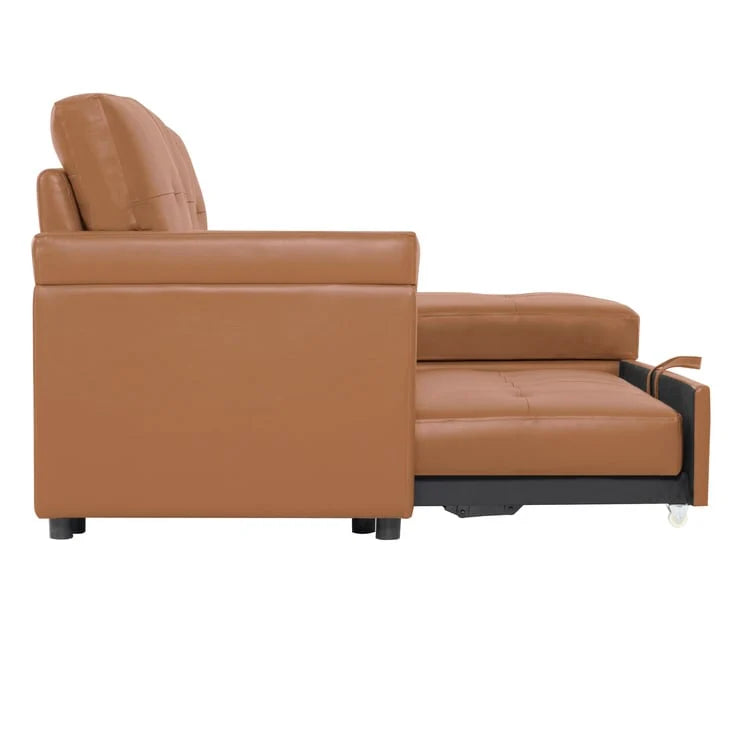 Reversible Sectional Sofa with Pull-Out Sleeper Bed, Hidden Storage Chaise, Durable Legs,