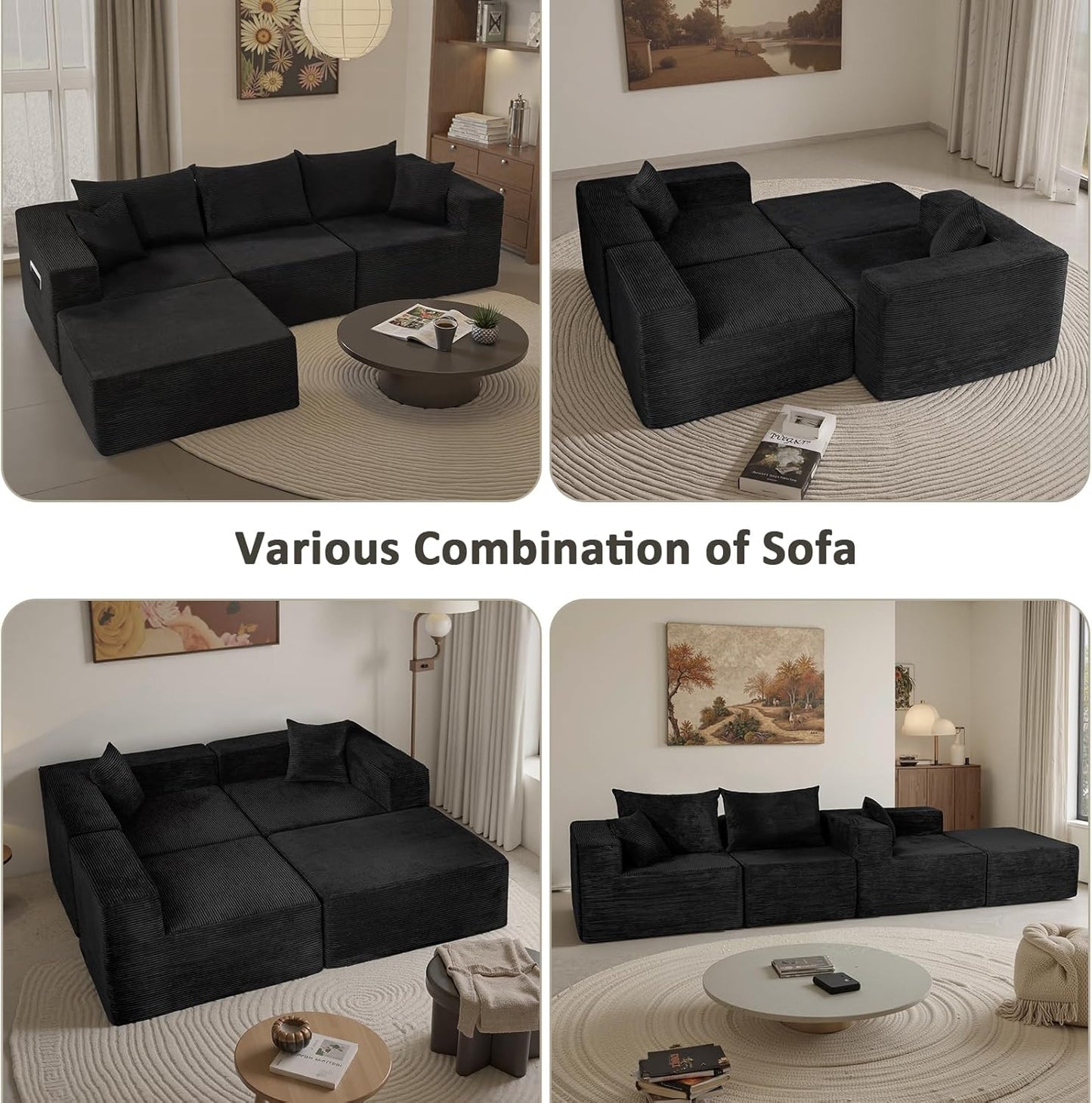 Cloud Sectional Couch with L-Shape Chaise,Modern Modular Sofa with Deep Seat, Upholstered Couches for Living Room Bedroom,No Assembly Required, Beige (Left Facing Chaise)