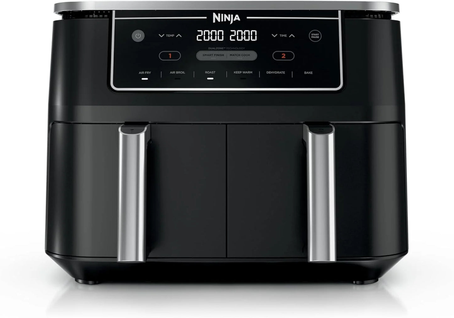 Ninja Foodi 10QT 6-in-1 DualZone Smart XL Air Fryer, 2 Independent 5QT Baskets, Smart Cook Thermometer, Match Cook, Smart Finish, Air Fry, Roast, Bake, Dehydrate, Reheat, Grey, DZ550