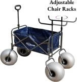 Beach cart with 13-inch balloon wheels, chair brackets and pump included