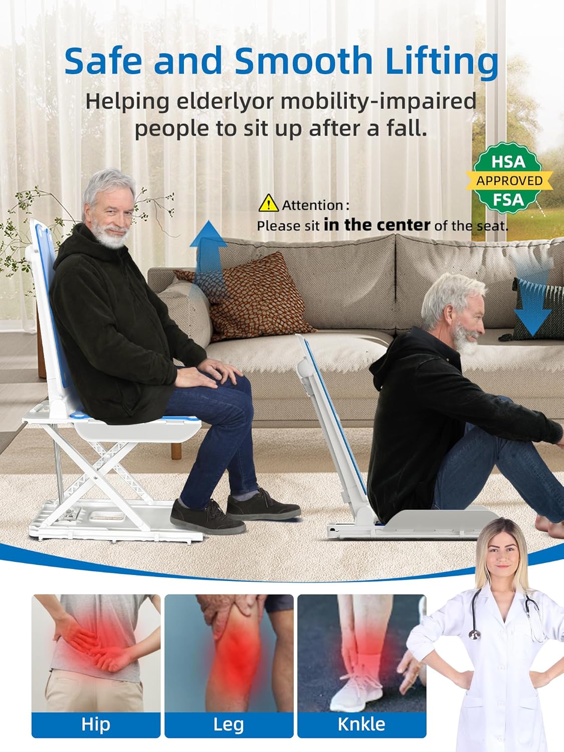 Electric Chair Lift for Elderly, 308lbs Support, Waterproof, Foldable