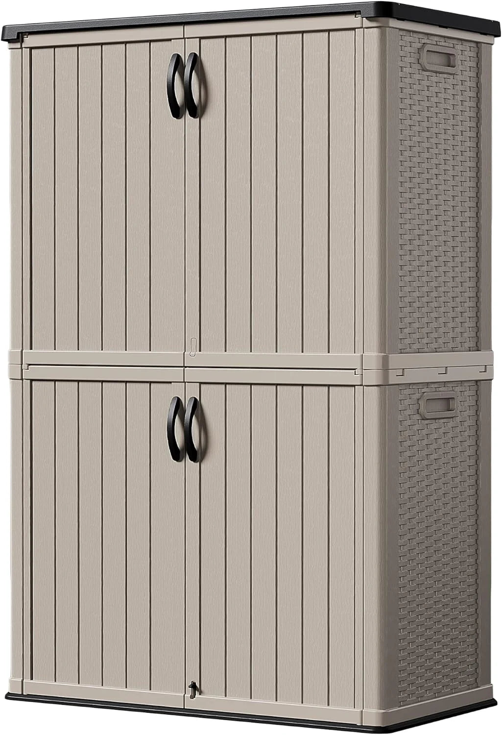 Devoko Outdoor Storage Cabinet 26 Cu Ft with Lockable Doors, Horizontal Storage Shed Waterproof Patio Tools Storage Box for Sofa Cushions, Gardening Tools and Accessories (White)