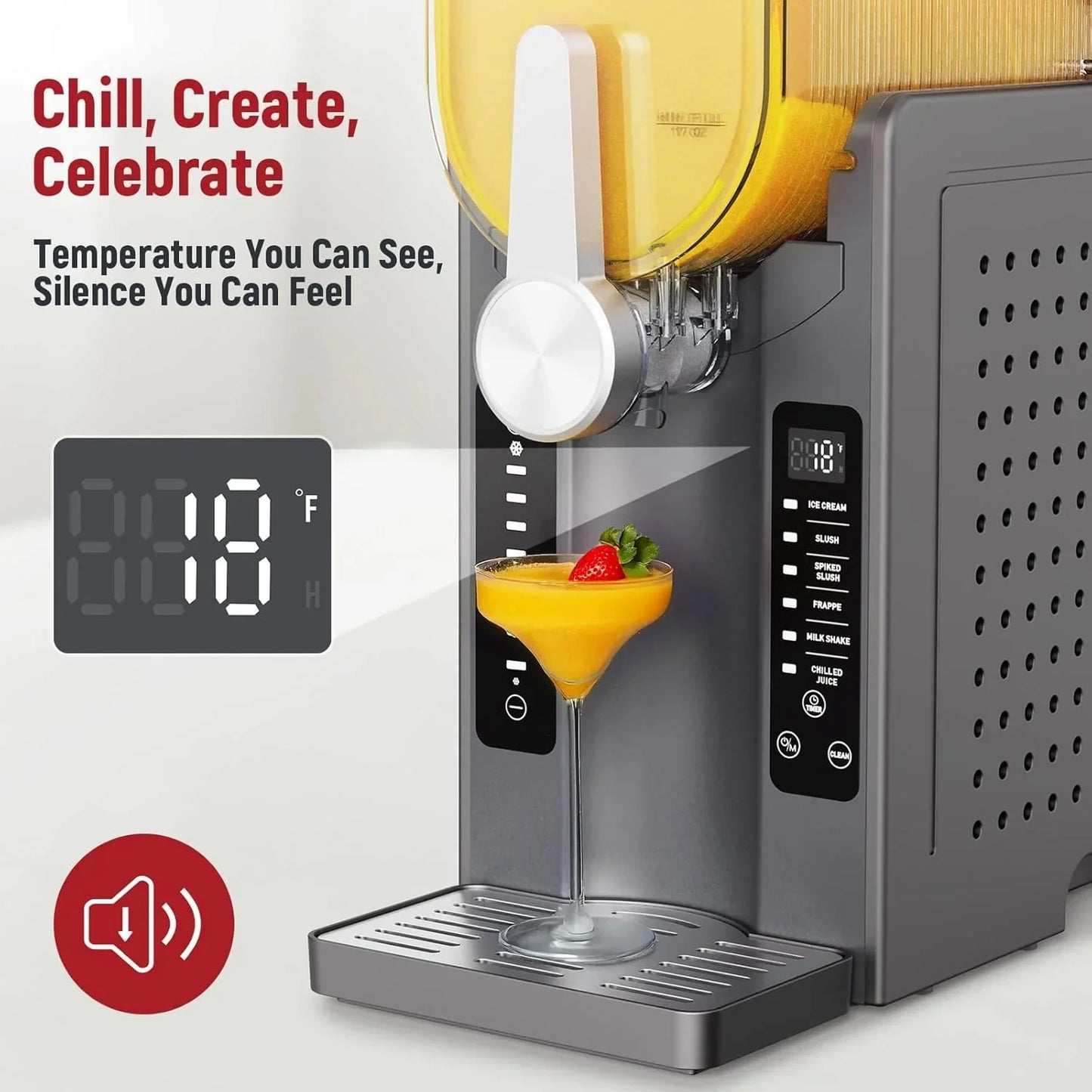 Slushie Machine: No Ice Needed All-in-One Slushy Maker for Home, Real-Time Temp Display, Auto-Clean, 6 Preset | Frozen Margaritas, Cocktails, Frapps, Ice Cream, Smoothies, Milkshakes,Summer Parties