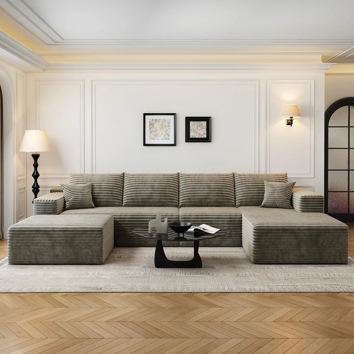 107.5" Cloud Modular Sectional Sofa Couch with L-Shape Chaise,Modern Minimalist Upholstered Couches for Living Room Bedroom,Deep Seat Corner Couch .No Assembly Required (Black,Left Facing Chaise)