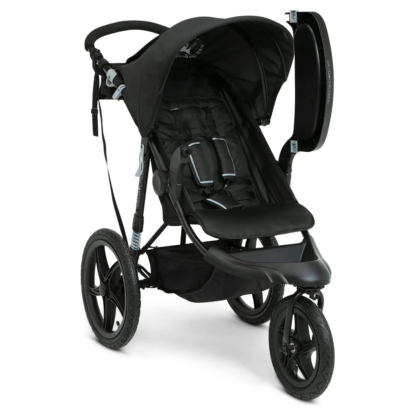 Delta Children Apollo Jogging Stroller Shock Absorbing Frame with Large Canopy Recline