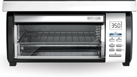 BLACK+DECKER SpaceMaker Under-Counter Toaster Oven, Digital Controls, Black/Stainless Steel, Fits 9 Pizza, TROS1000D