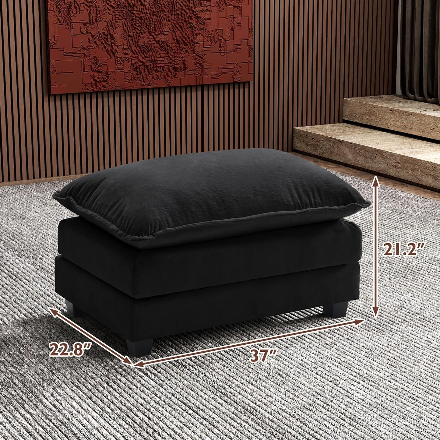 Ihanherry 146" U-Shaped Modern Sofa Modular Sectional Cloud Couch with 2 Ottoman, 6-Seat Chenille Deep Seat Sofa with 6 Pillows for Living Room, Bedroom and Apartment, Grey