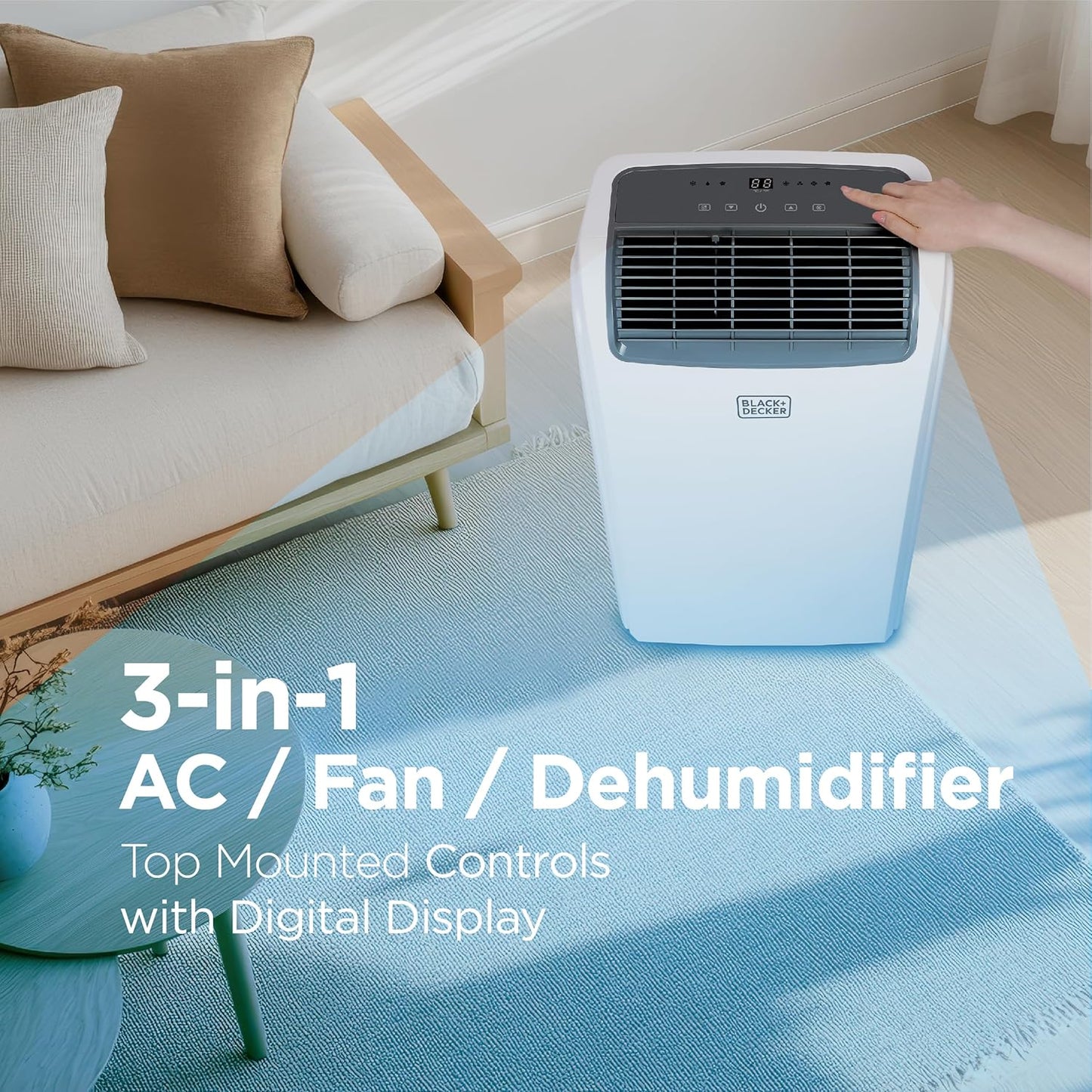 BLACK+DECKER 10,000 BTU Portable Air Conditioner for Rooms up to 450 Sq with Remote Control