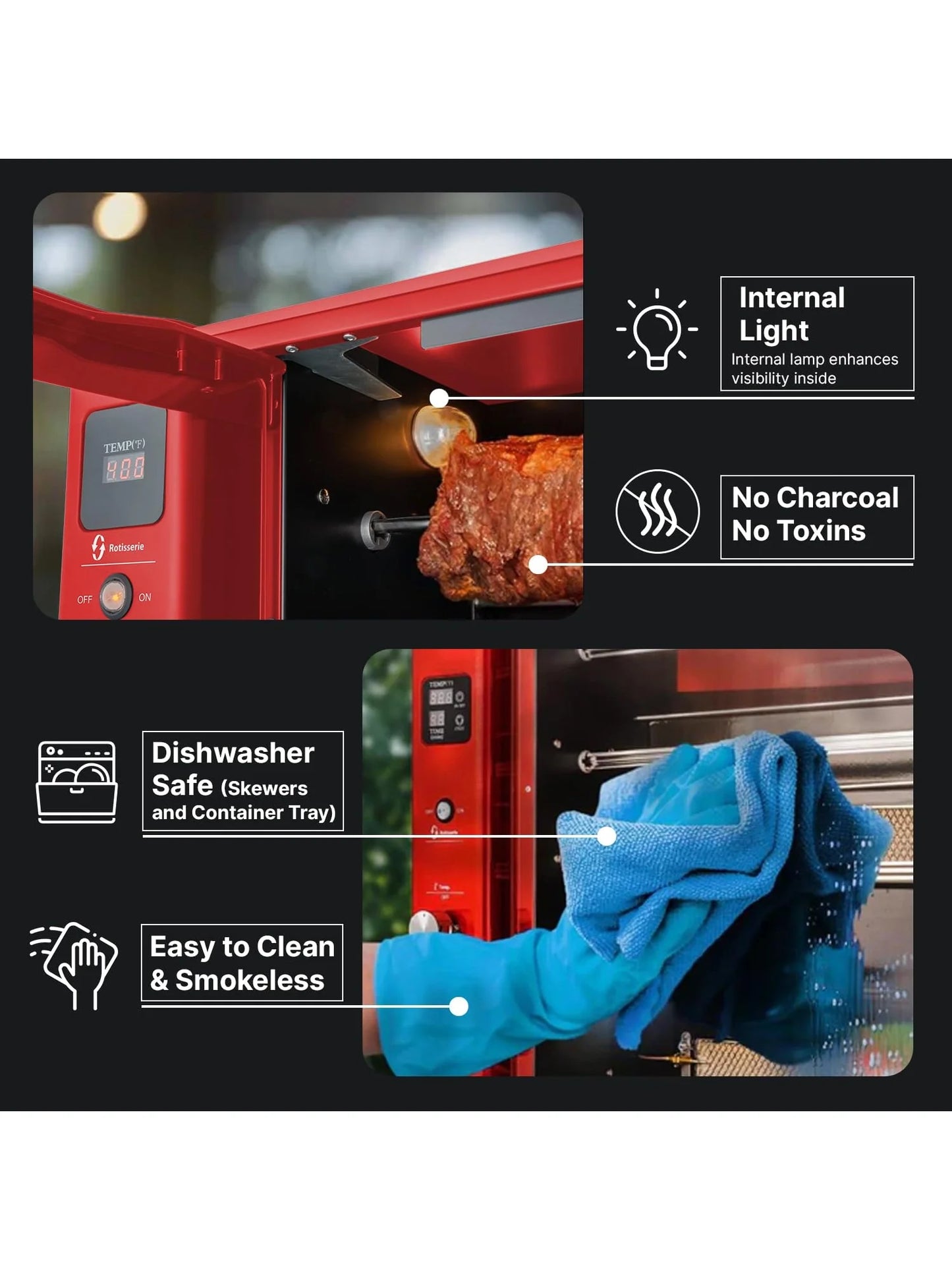 Brazilian Flame Churrasco? Gas Rotisserie Oven Grill Roaster with Auto Rotating Skewers for Rotisserie Chicken Brazilian Style BBQ and Churrasco Shawarma Machine Propane Grill - 2024 Series