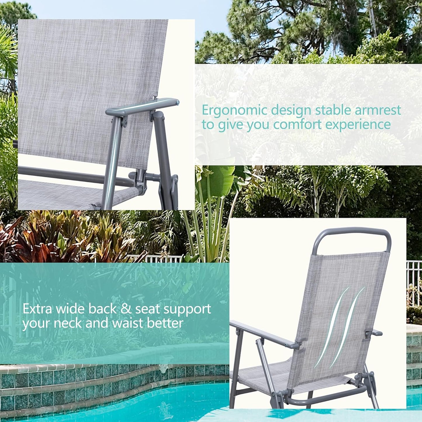Vongrasig 6 Piece Folding Patio Dining Set Small Metal Outdoor Garden Patio Table and Chair Set