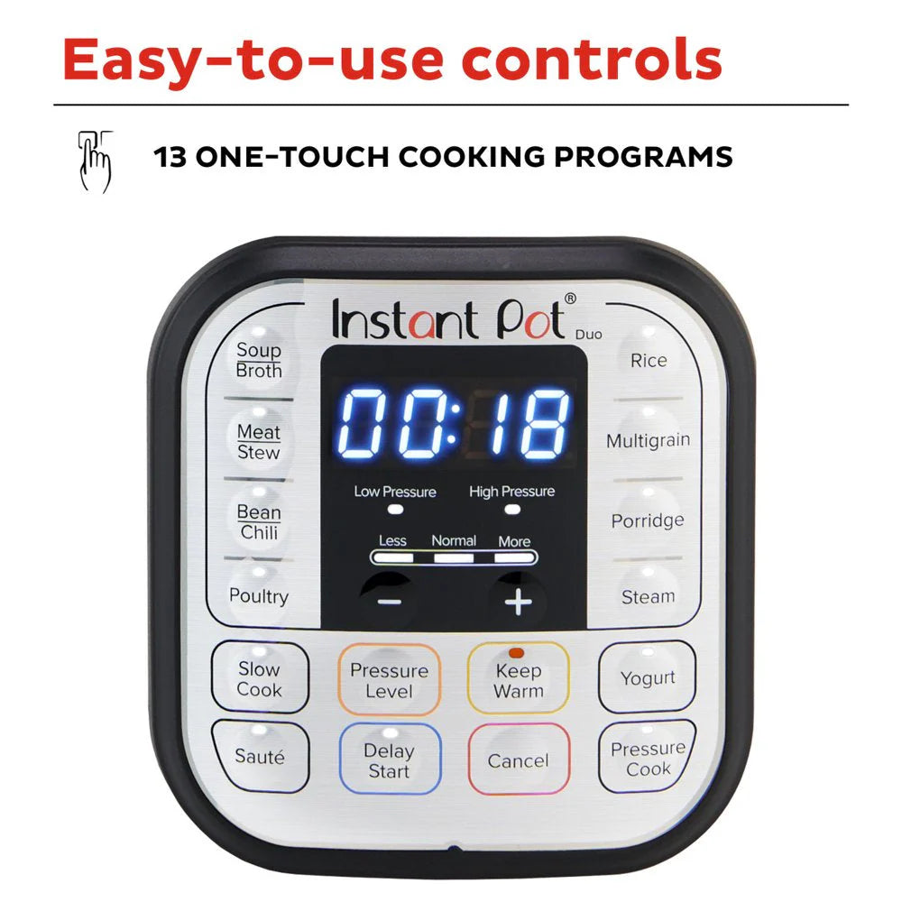 Instant Pot Duo 6 Qt Electric Pressure Cooker 7 In 1 with Easy Release Steam Switch