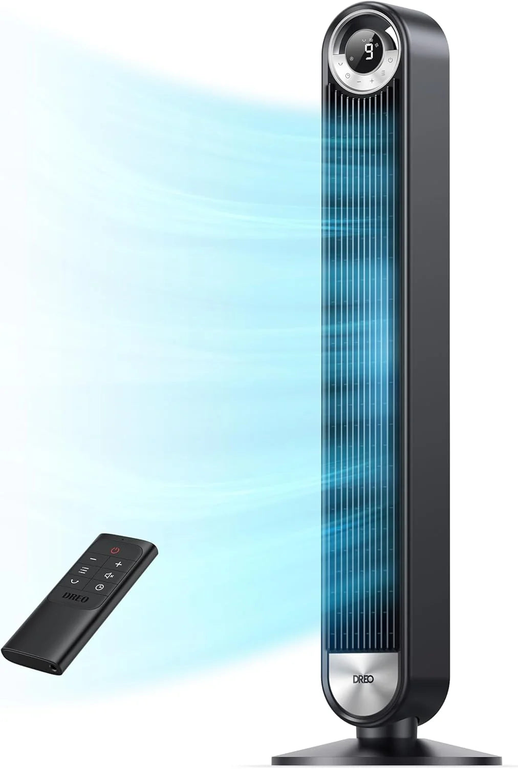 DREO Tower Fan for Bedroom, 90掳 Oscillating Standing Fan with 28ft/s Velocity, 20dB Quiet for Sleep, DC Motor, 9 Speeds, 4 Modes, 12H Timer, Voice & APP & Remote Control, 42" Cruiser Pro T2 S