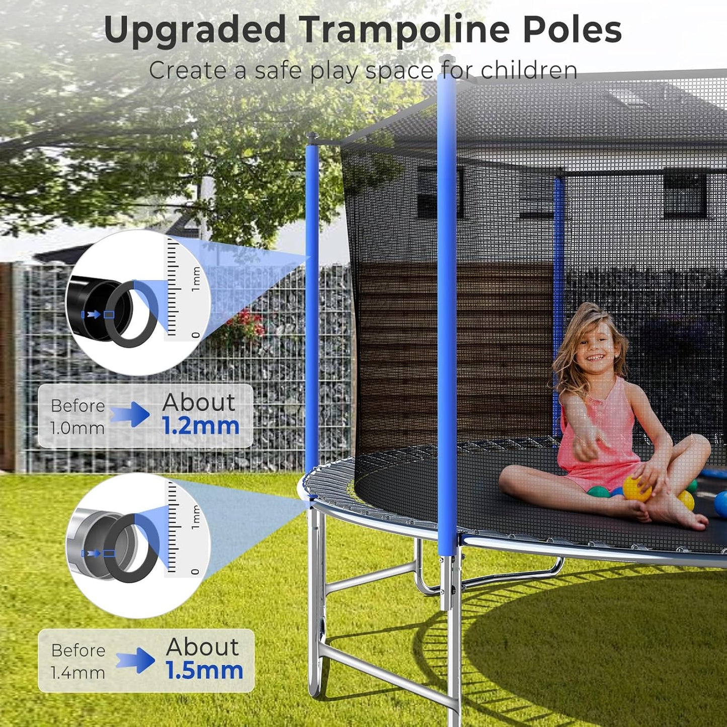 Upgraded 16Ft Trampoline with Basketball Hoop & Net