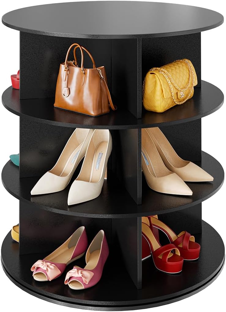 SpaceAid 7 Tier Rotating Shoe Rack Tower, Spinning Shoe Display Lazy Susan