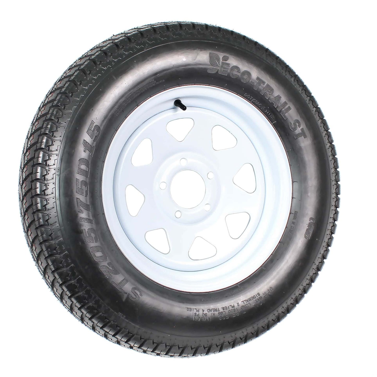 2-pack trailer tires on rim ST205/75D15 205/75 D 15 inch LRC 5-hole white spokes  1