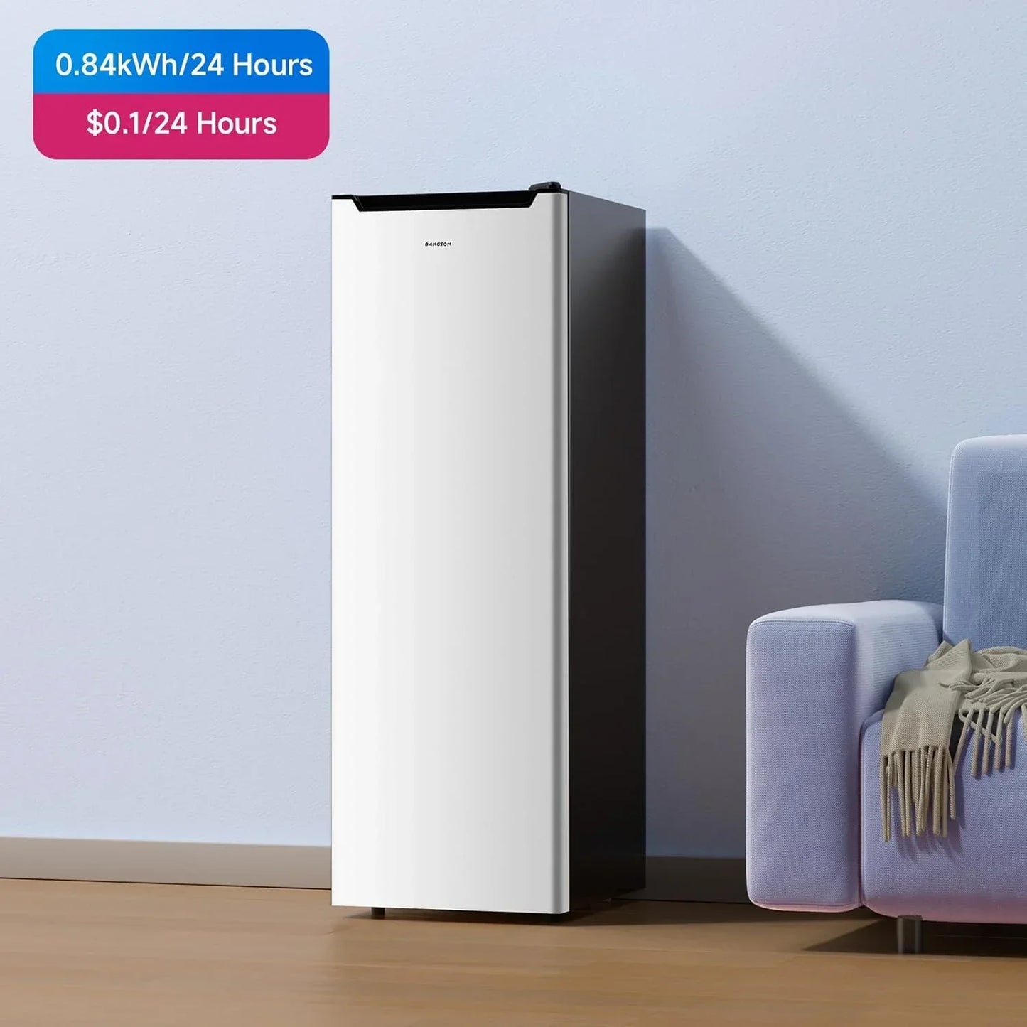 BANGSON Upright Freezer 7.0 Cu.ft Stand Up Freezer Convertible Upright Freezer/Refrigerator