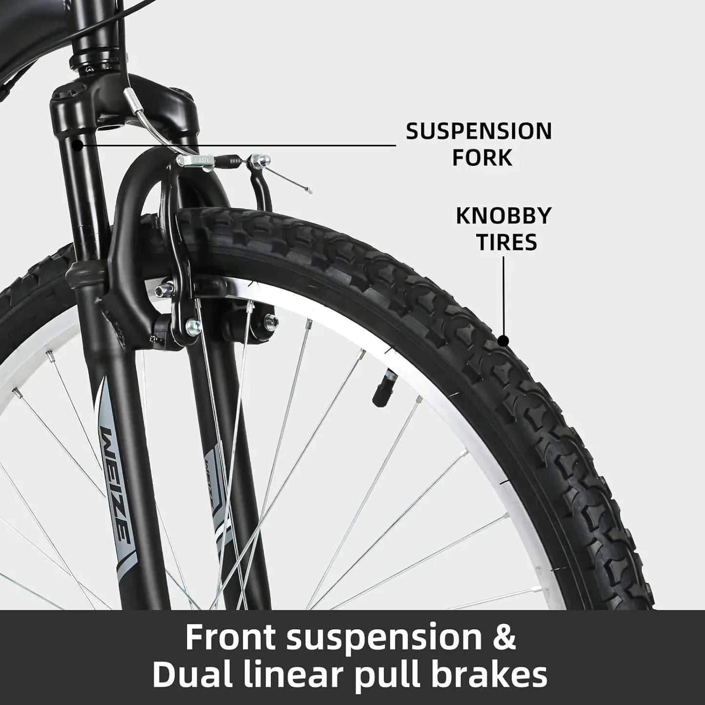 WEIZE Mountain Bike 26 27.5 inch Outdoor Hybrid Bikes 18-Speed High-Carbon Steel Full Suspension