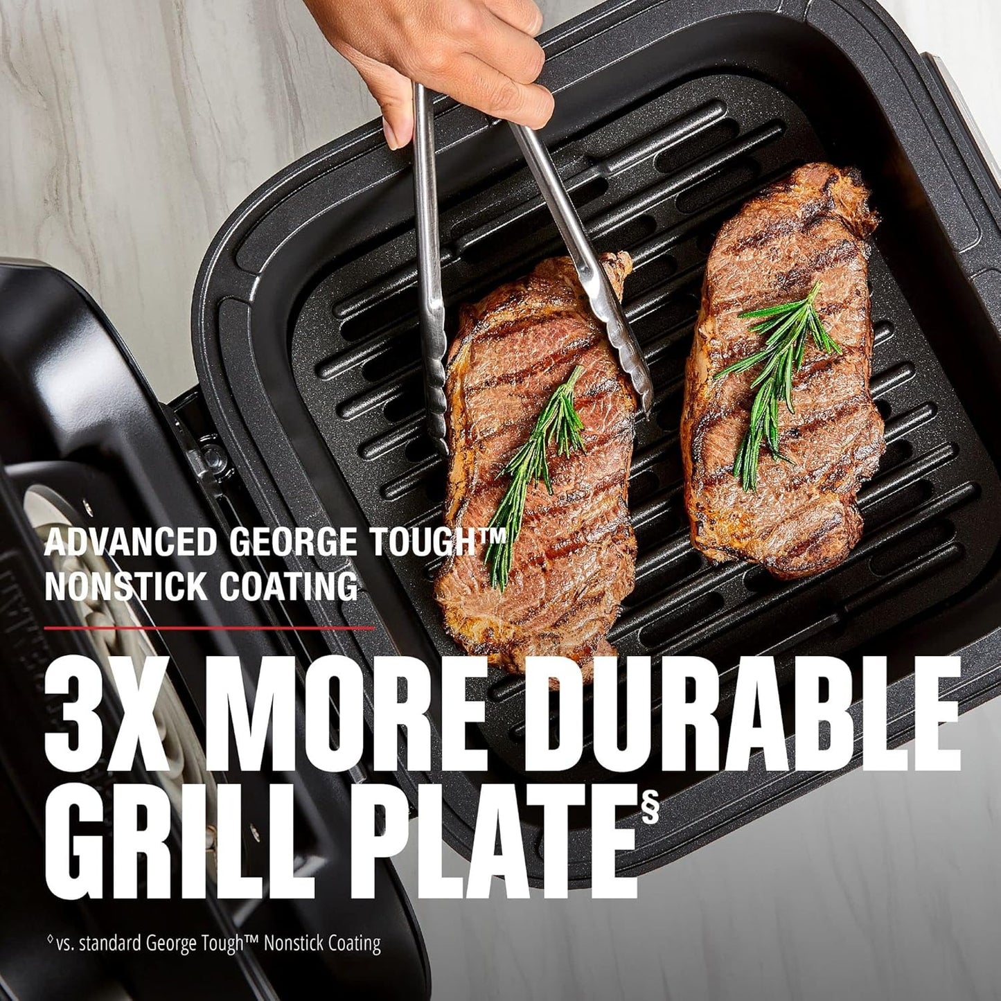 George Foreman Beyond Grill锟?7-in-1 Electric Indoor Grill with Air Fry Technology, MCAFD800D, Black, Large