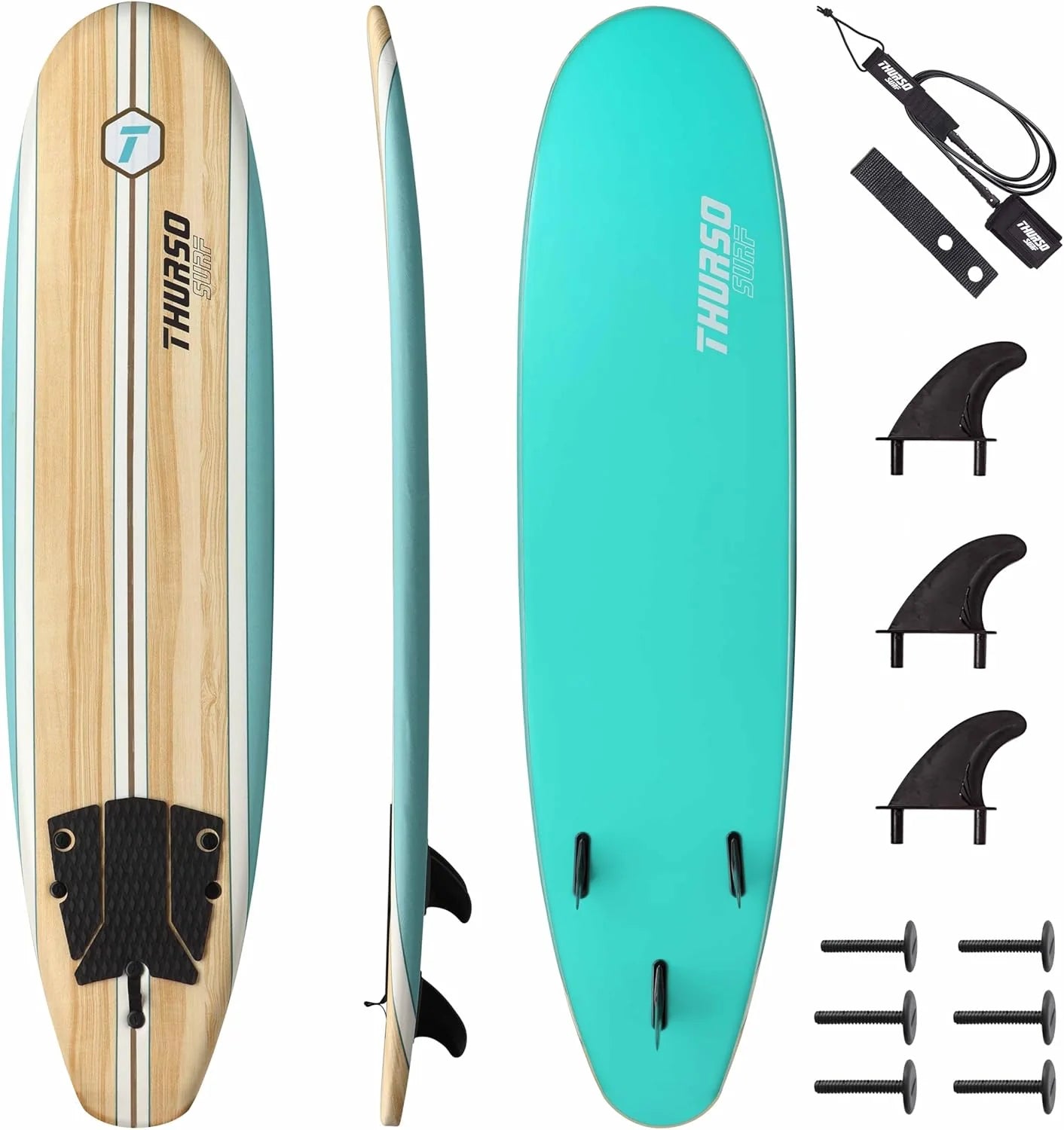Thurso Surf 7/8 ft Soft Top Foam Beginner Surfboard for Adults and Kids Perfect Longboard for Surfing Beach Fun and Water Sports Lightweight and Durable Modern Design for All Levels of Surfers