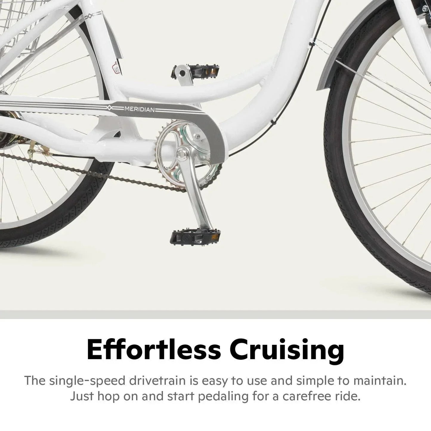 2025 Schwinn Meridian Adult Tricycle, Men's and Women's Beach Cruiser, 26-inch Wheels, Low Step-Through, Wide Saddle, Folding Rear Basket.