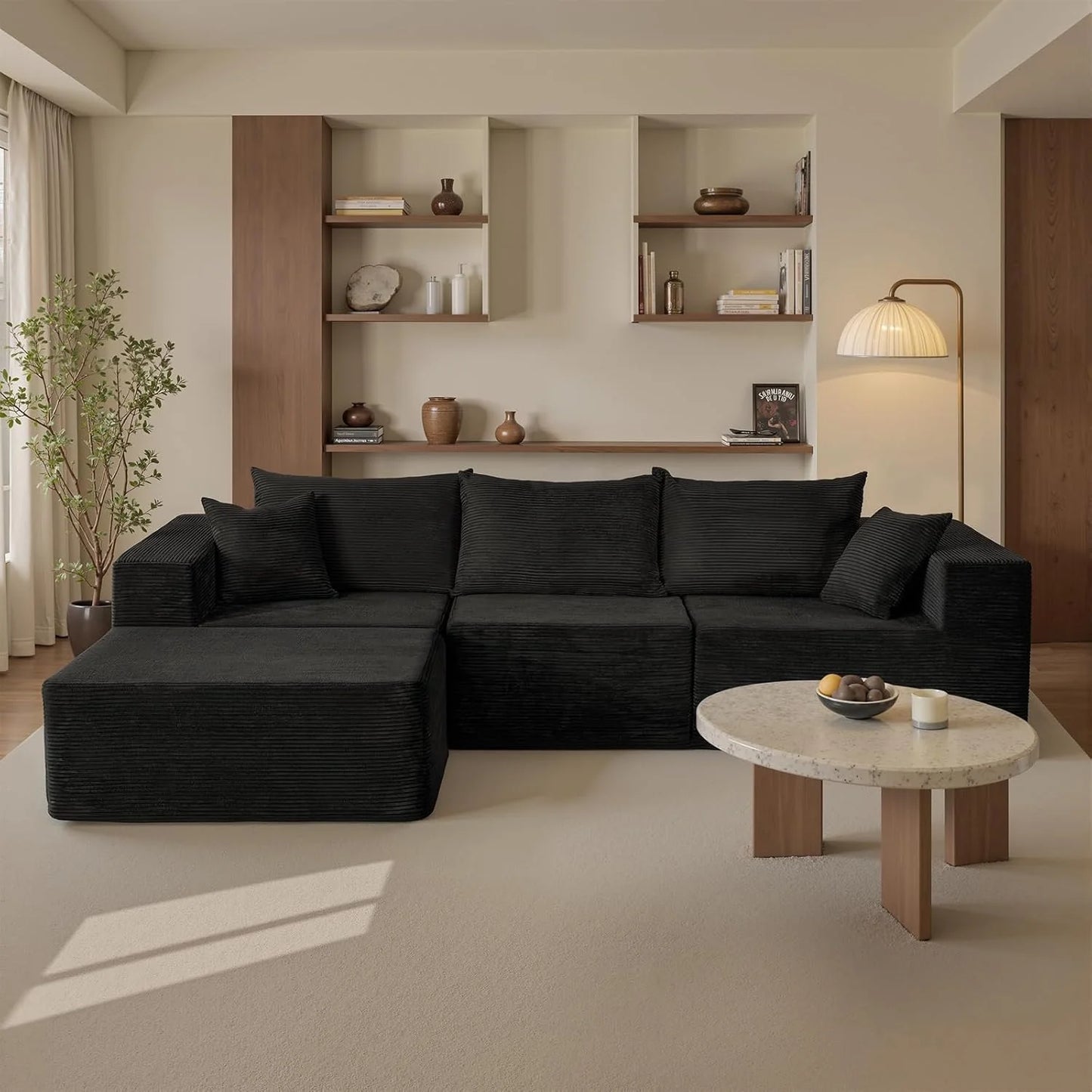 Cloud Sectional Couch with L-Shape Chaise,Modern Modular Sofa with Deep Seat, Upholstered Couches for Living Room Bedroom,No Assembly Required, Beige (Left Facing Chaise)