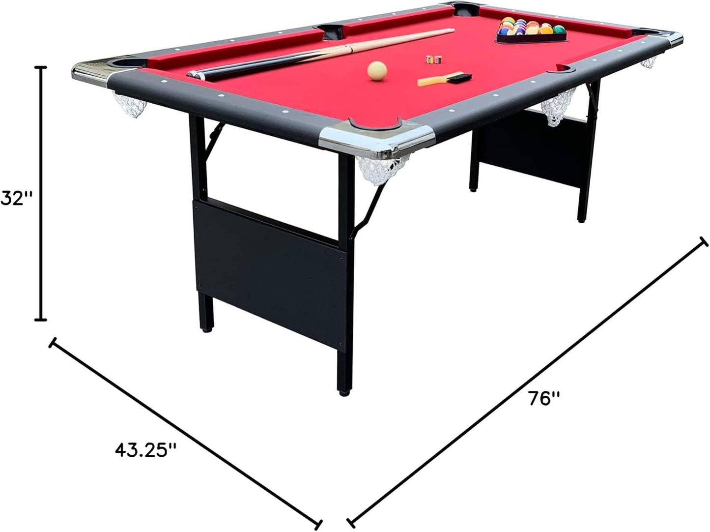2025 Hathaway Fairmont 6 Ft Portable Pool Table, Adults Folding Billiards Tables for Game Room with Easy Foldable Storage, Includes Full Set of Billiard Balls, Cues, Chalk & Brush