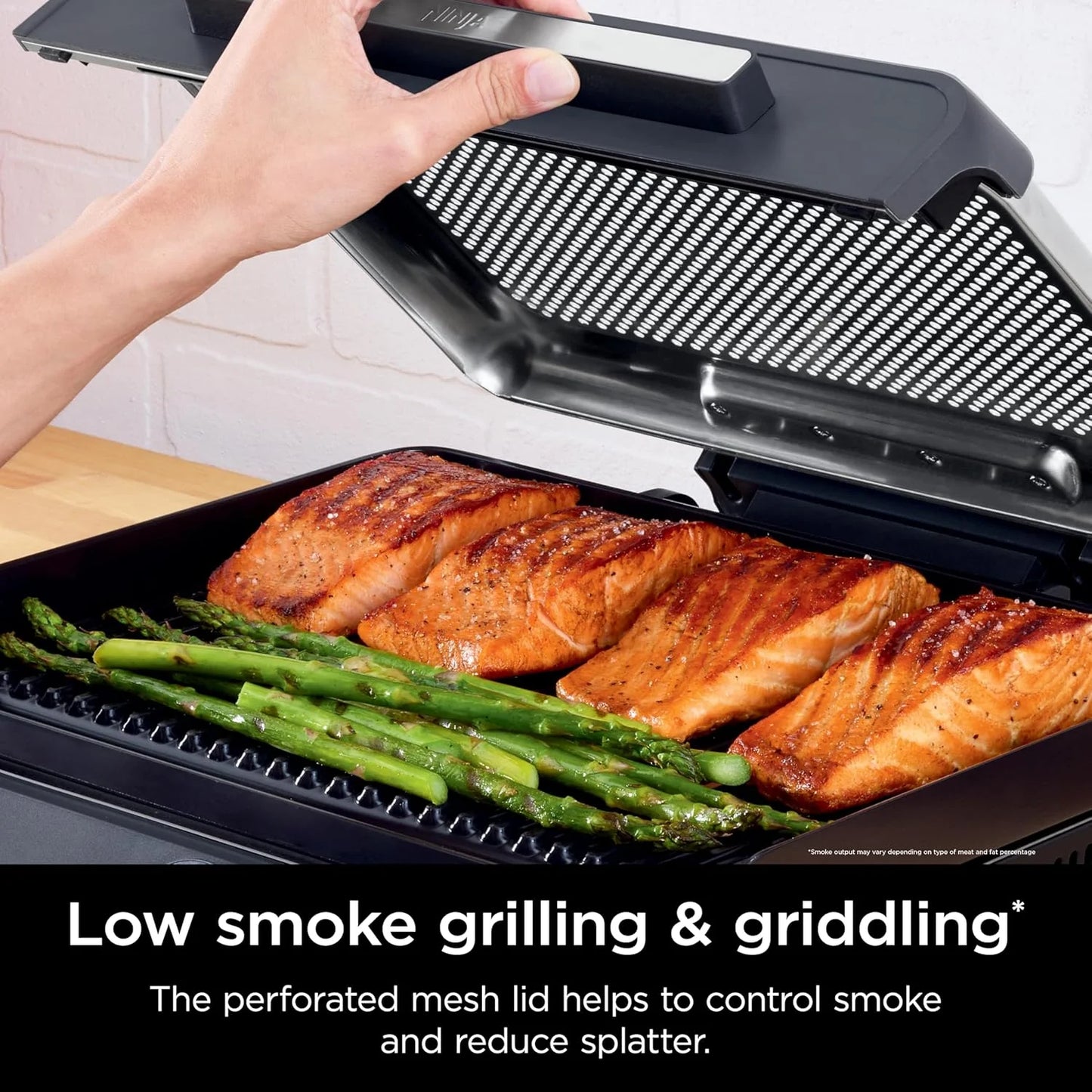Ninja Griddle and Indoor Grill, 14锟? Electric Grill, For Steak, Burgers, Salmon, Veggies, and More, Pancake Griddle, Nonstick, Dishwasher Safe, 500F, Even Cooking, Silver, GR101