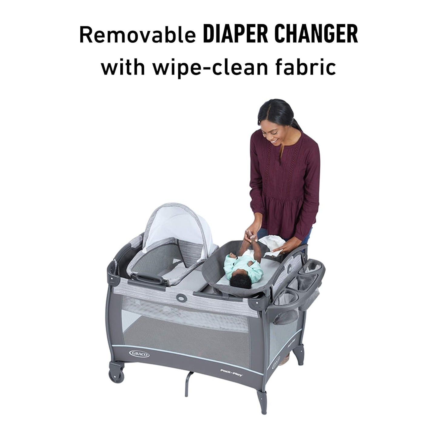 Graco Pack 'n Play Close2Baby Bassinet Playard Features Portable Bassinet Diaper Changer and More Derby
