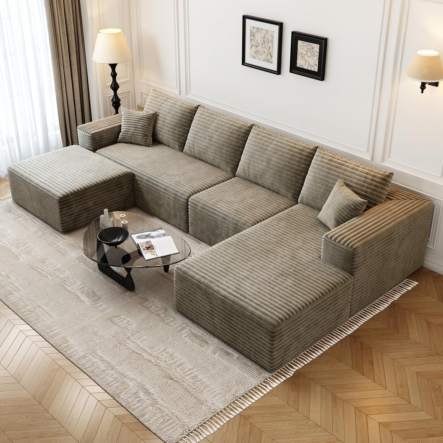 107.5" Cloud Modular Sectional Sofa Couch with L-Shape Chaise,Modern Minimalist Upholstered Couches for Living Room Bedroom,Deep Seat Corner Couch .No Assembly Required (Black,Left Facing Chaise)