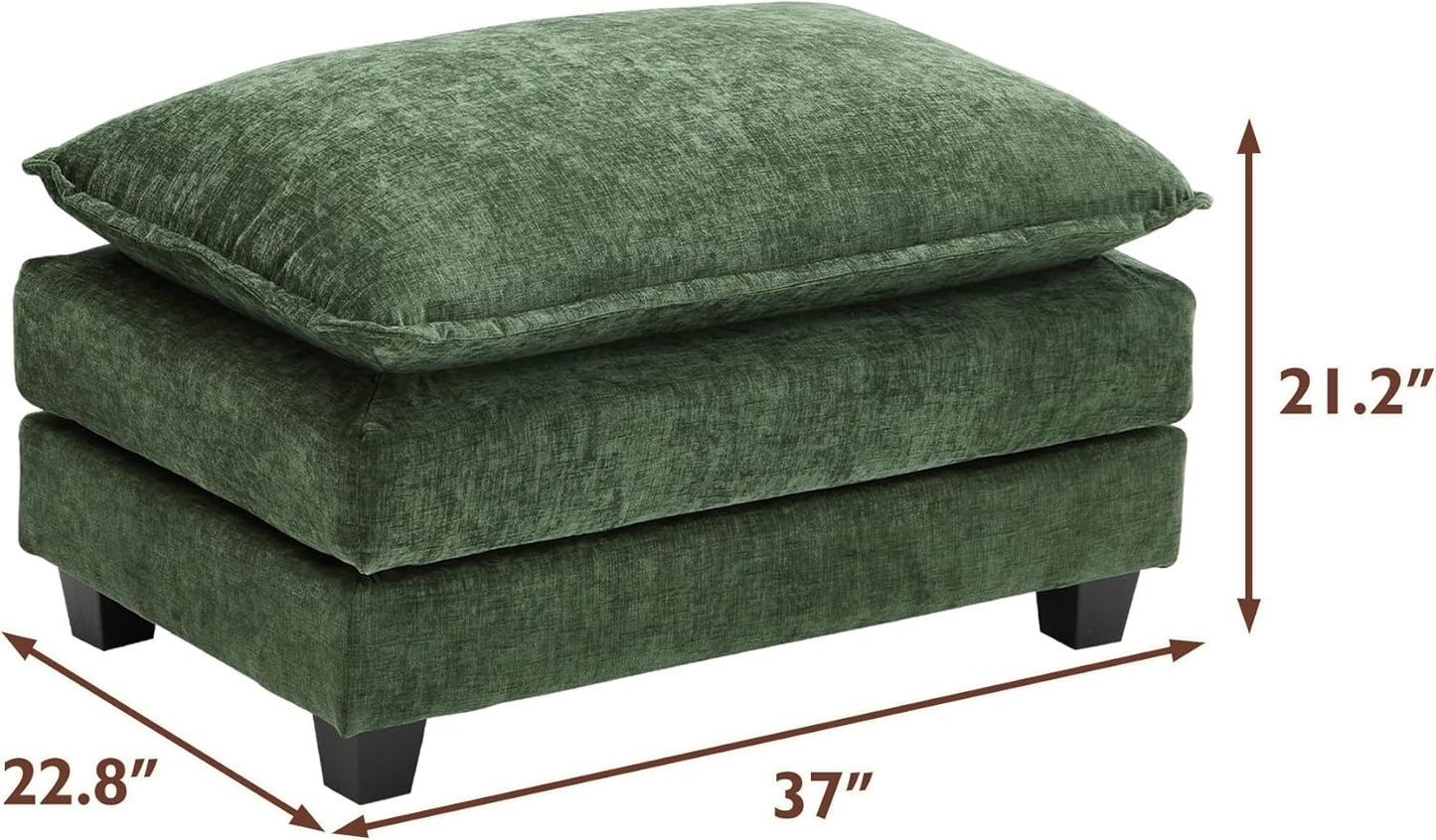 Ihanherry 146" U-Shaped Modern Sofa Modular Sectional Cloud Couch with 2 Ottoman, 6-Seat Chenille Deep Seat Sofa with 6 Pillows for Living Room, Bedroom and Apartment, Grey