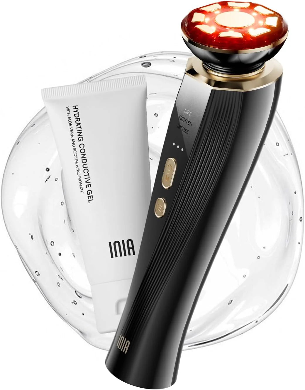 INIA 3-in-1 Red Light Therapy for Face and Neck Beauty Device for Puffiness & Skin Firming
