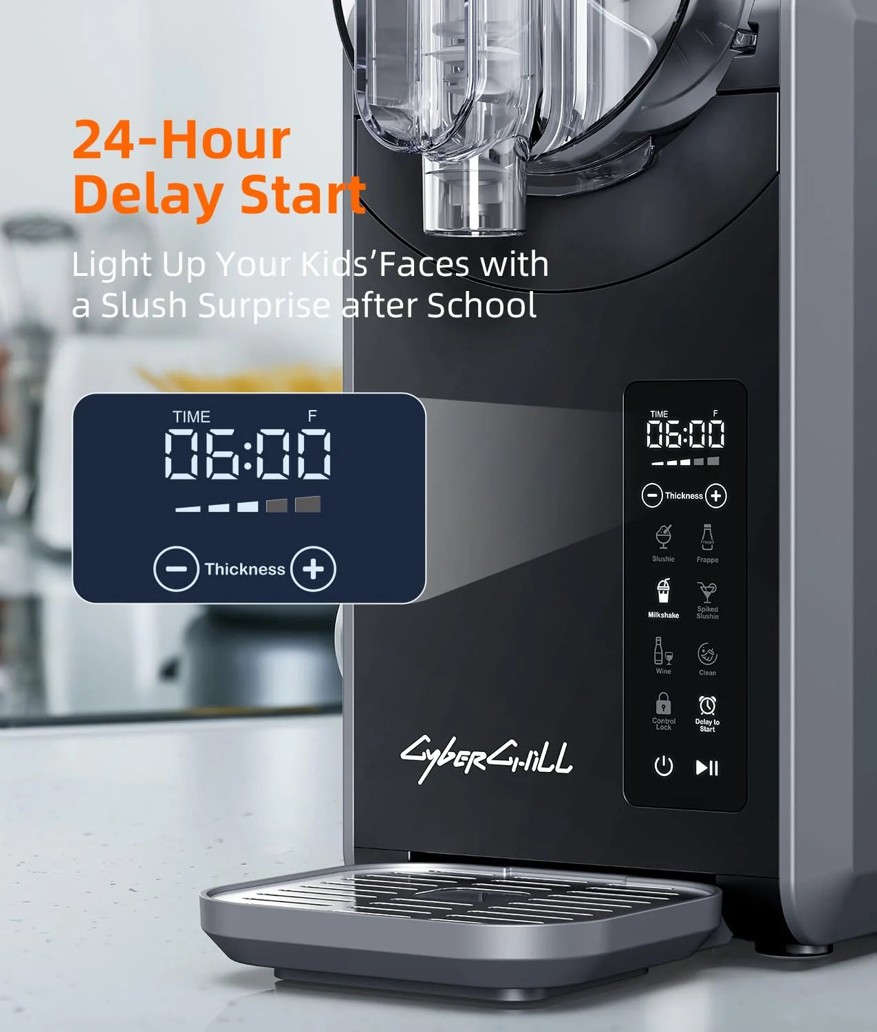 Slushie Machine,24-Hour Delay Start&Cold Retention, 68 oz Slushy Machine with Self-Cleaning Function, Frozen Drink Maker with 5 Preset Programs,Frozen Margaritas, Frapps, and More