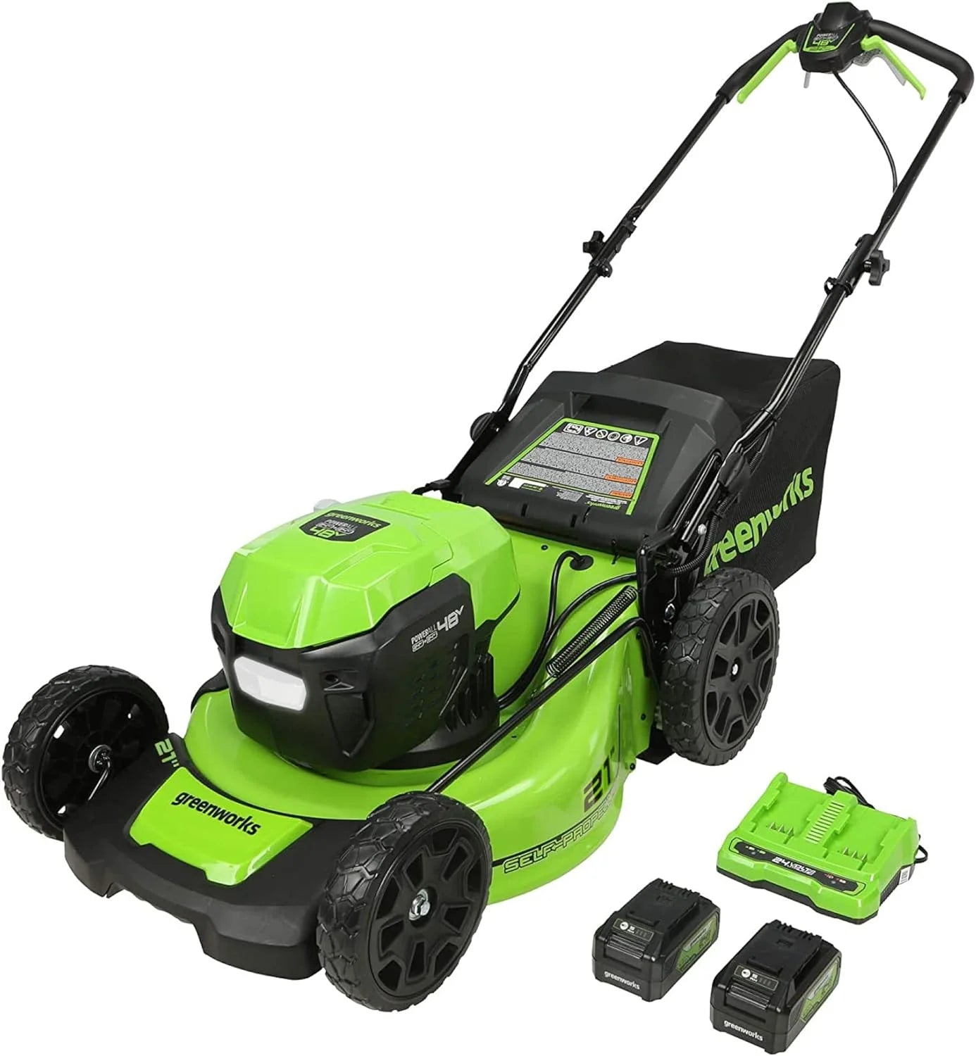 Greenworks 48V (24V x 2) 21" Brushless Self-Propelled Mower+12" String Trimmer+320CFM