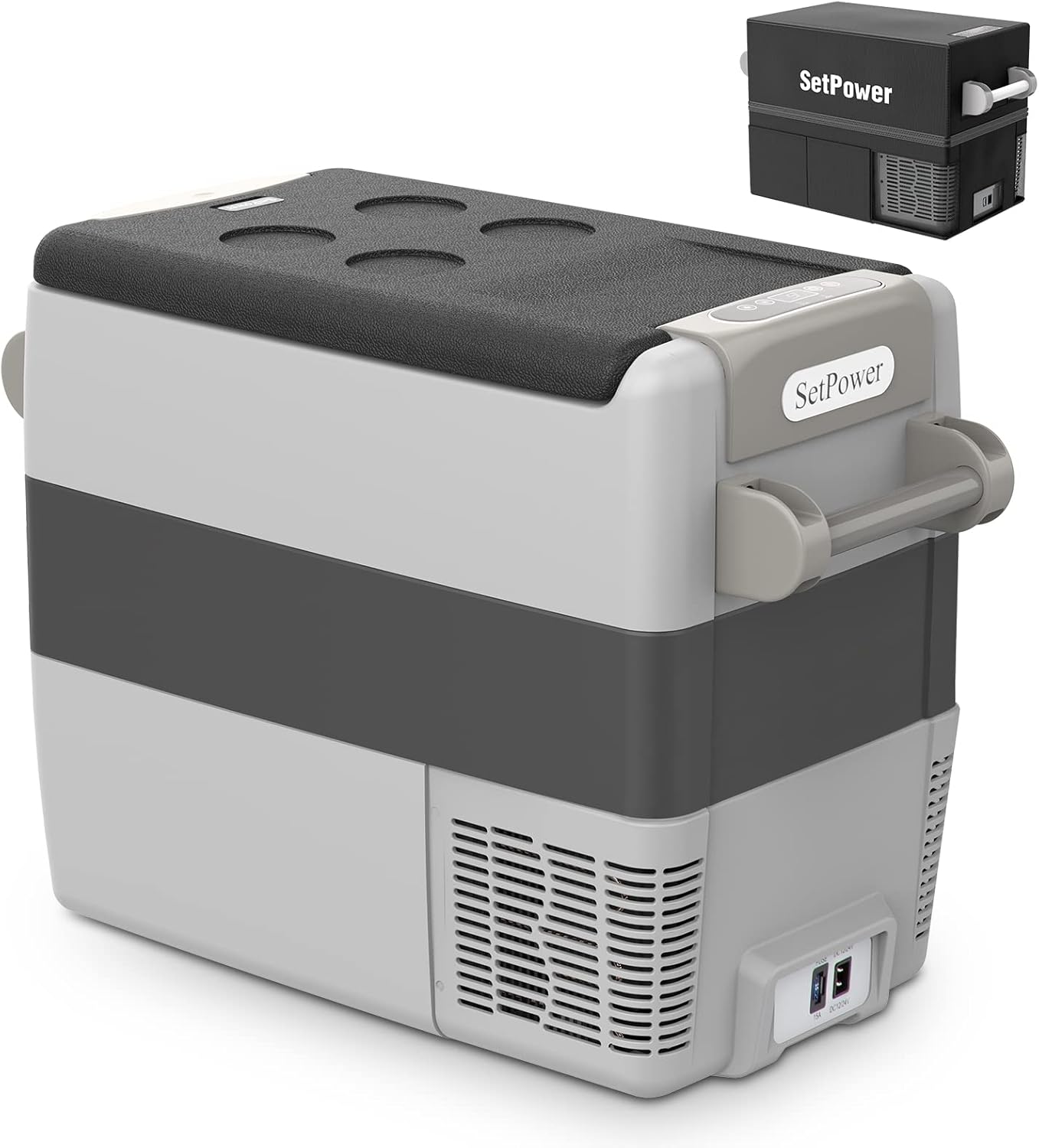 AJ30 Portable RefrigeratorPortable Freezer32 Quart(30L) Electric CoolerCar Refrigerator12/24V DC Cable & 110/240V ACCar Fridge for CampingTruckRVTravelFishing3-YEAR Warranty