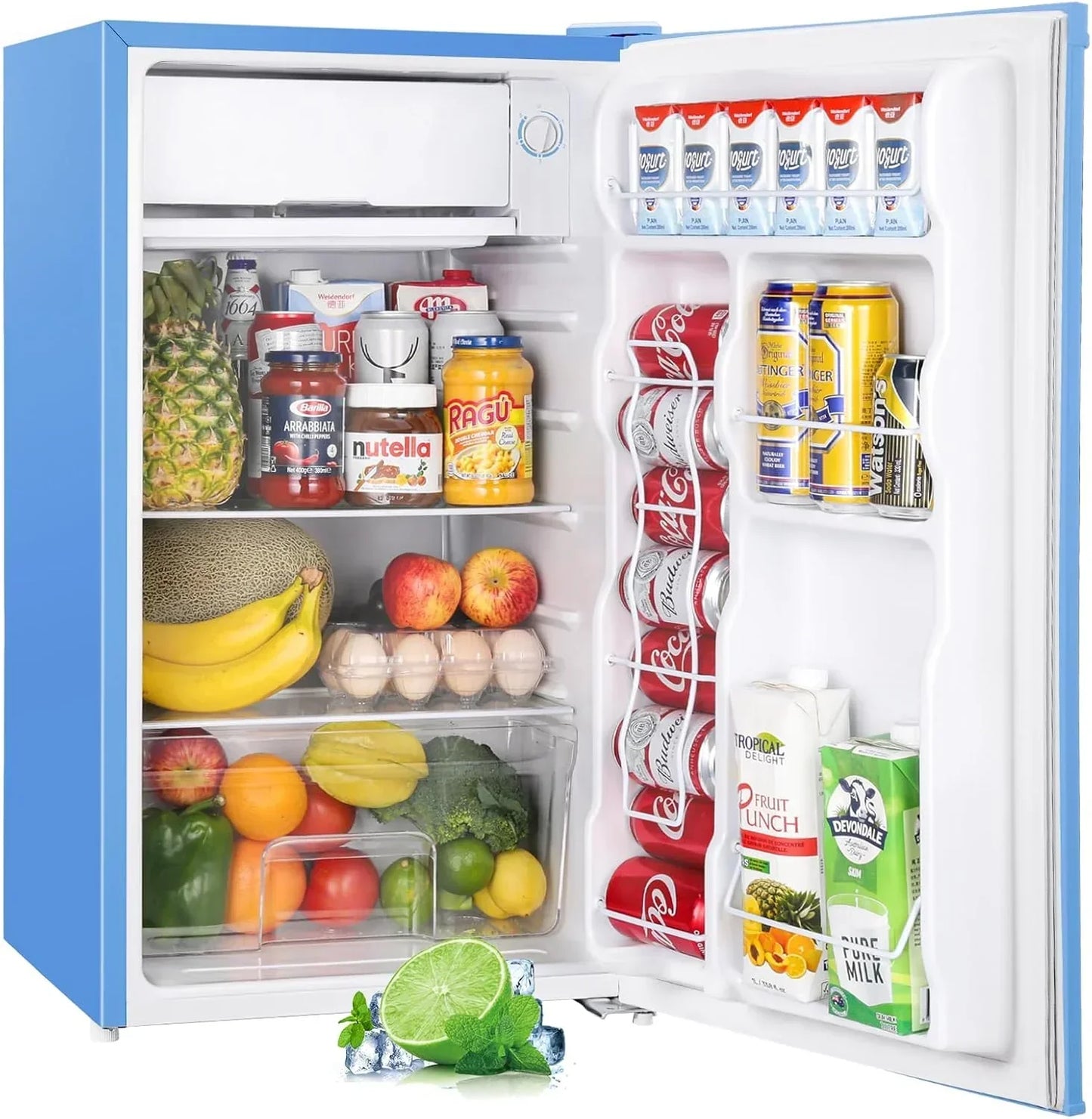 Upstreman 3.2 Cu.Ft Mini Fridge Freezer Single Door Fridge Dorm Fridge Adjustable Thermostat