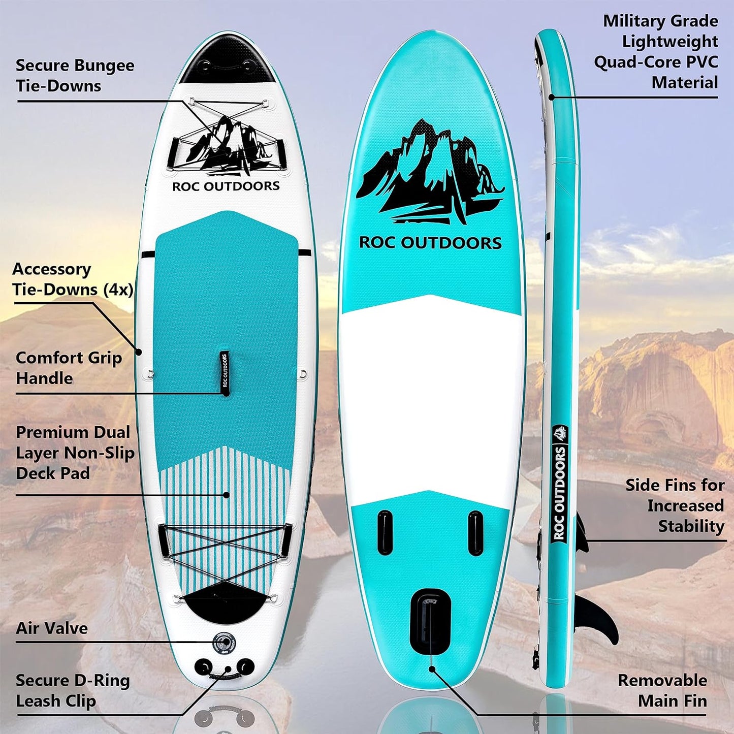 ROC inflatable stand-up paddle board SUP paddle board accessories Anti-slip comfortable deck