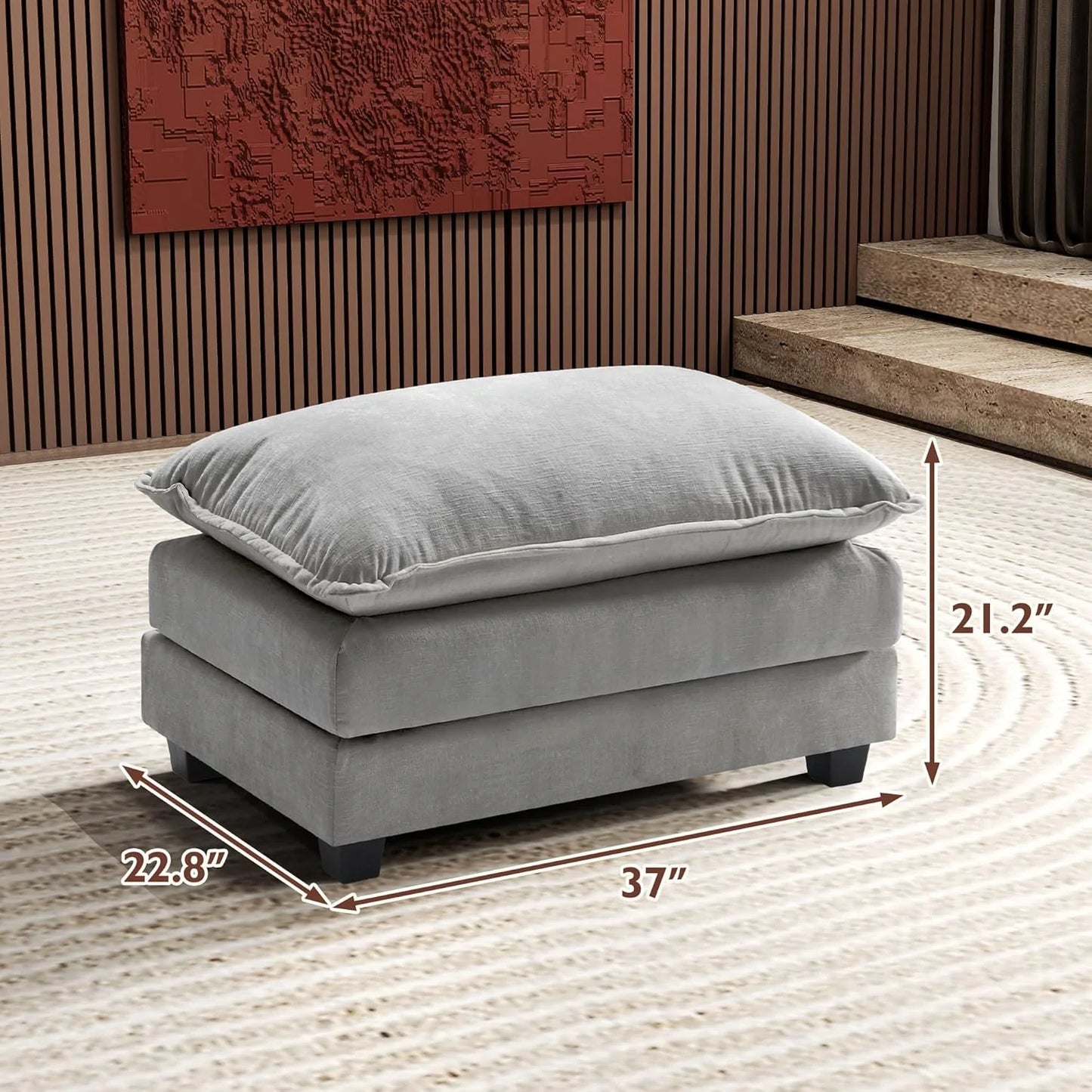 111.4 Inch L-Shaped Modern Sofa Modular Cloud Sofa Ottoman 4-Seater Chenille Deep Seat Sofa