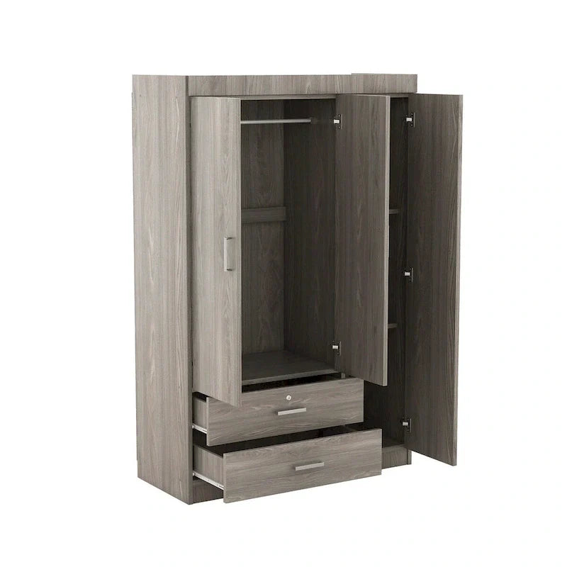 3-Door Wardrobe with 2 Drawers