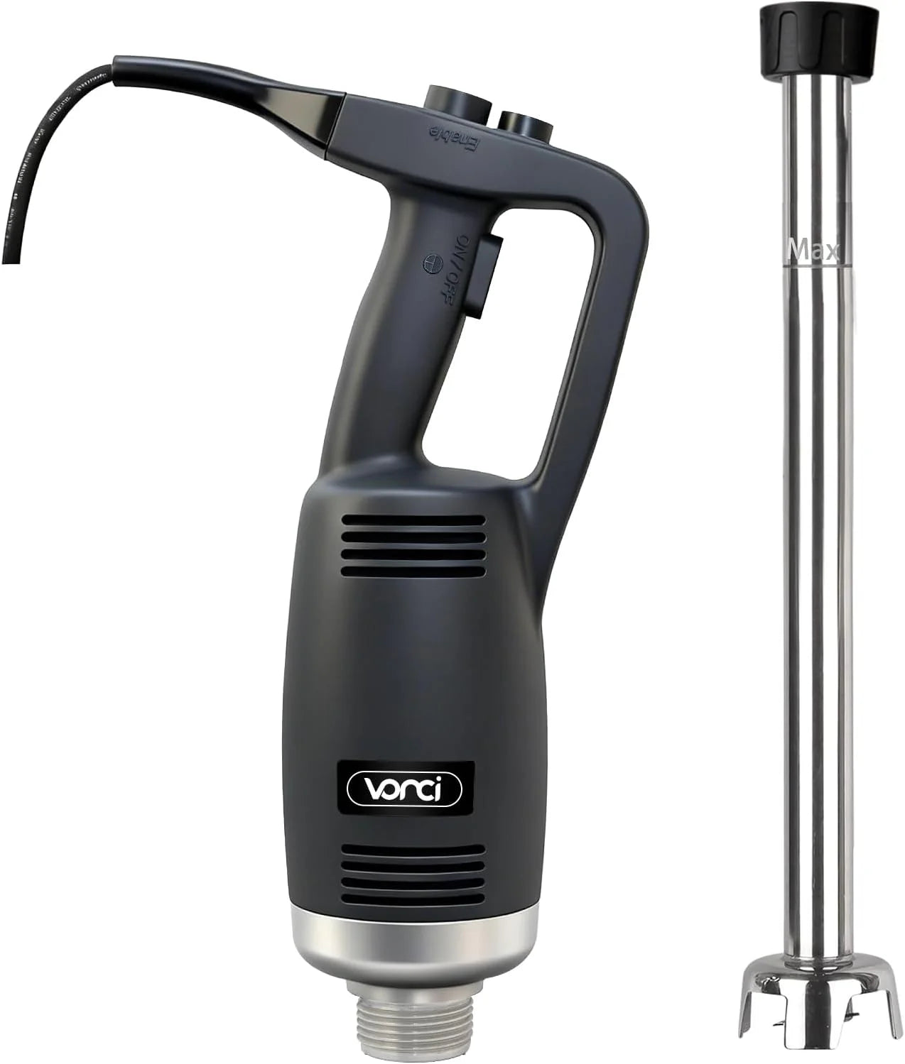 VONCI 500W Commercial Immersion Blender, 16" SUS 304 Removable Shaft, Heavy Duty Power Hand Mixer with Variable Speed 6000-20000RPM, Professional Electric Stick Blender for Restaurant Kitchen Use.