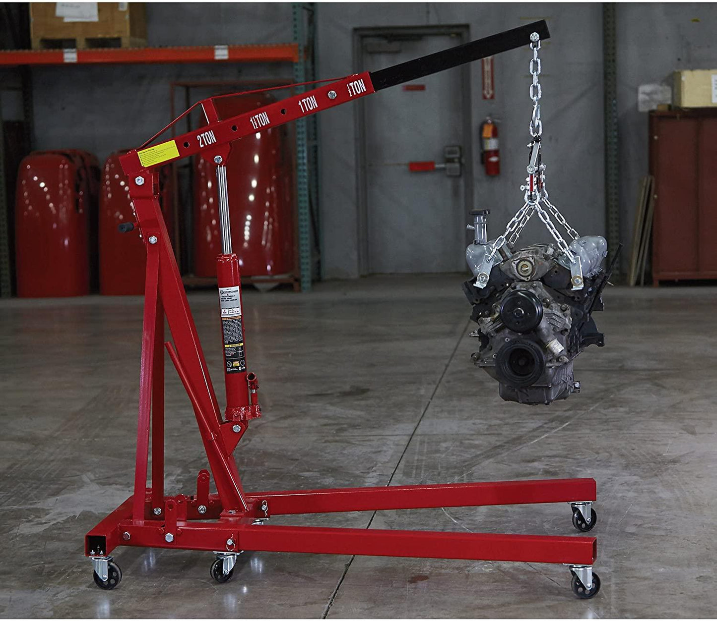 Strongway Hydraulic Engine Hoist with Load Leveler C 2-Ton Capacity, 1in.-82 5/8in. Lift Range