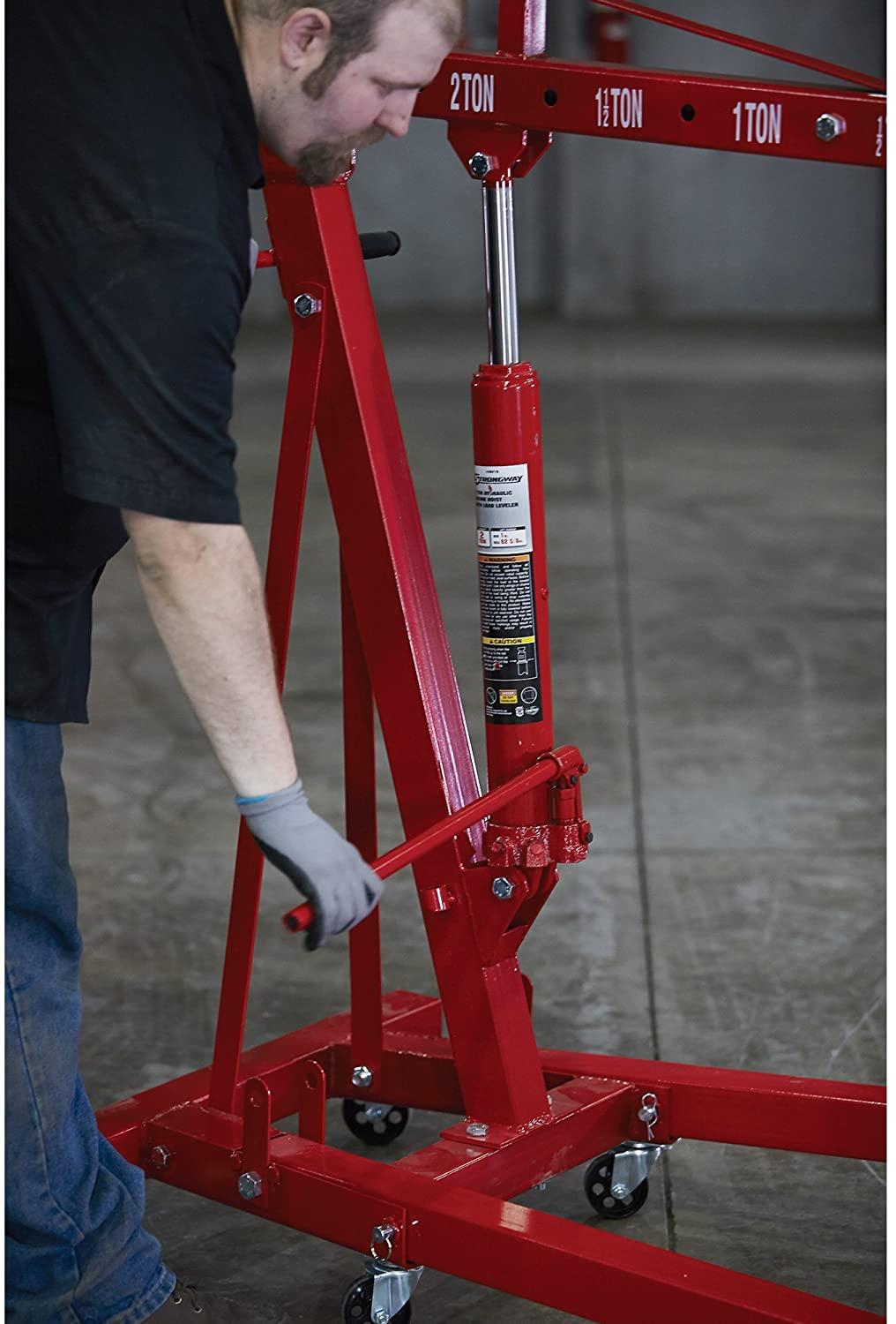 Strongway Hydraulic Engine Hoist with Load Leveler C 2-Ton Capacity, 1in.-82 5/8in. Lift Range
