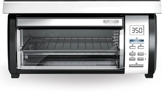 BLACK DECKER SpaceMaker Under Counter Toaster Oven, Digital Controls, Black/Stainless Steel, Fits 9测 Pizza or 4 Slices
