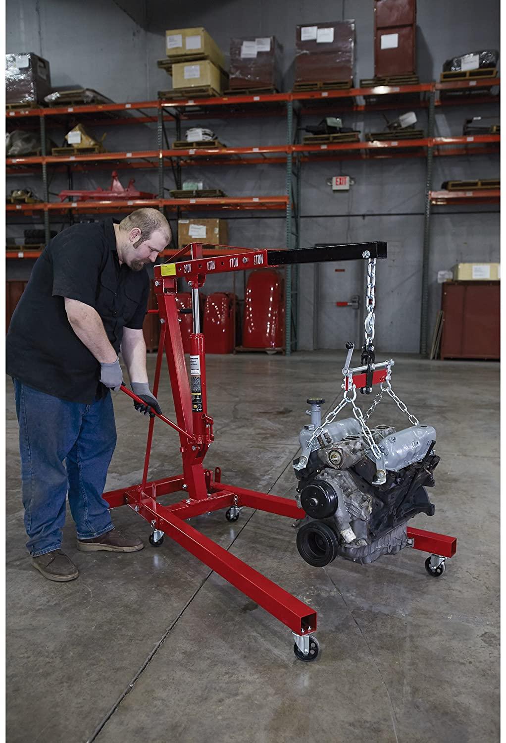 Strongway Hydraulic Engine Hoist with Load Leveler C 2-Ton Capacity, 1in.-82 5/8in. Lift Range
