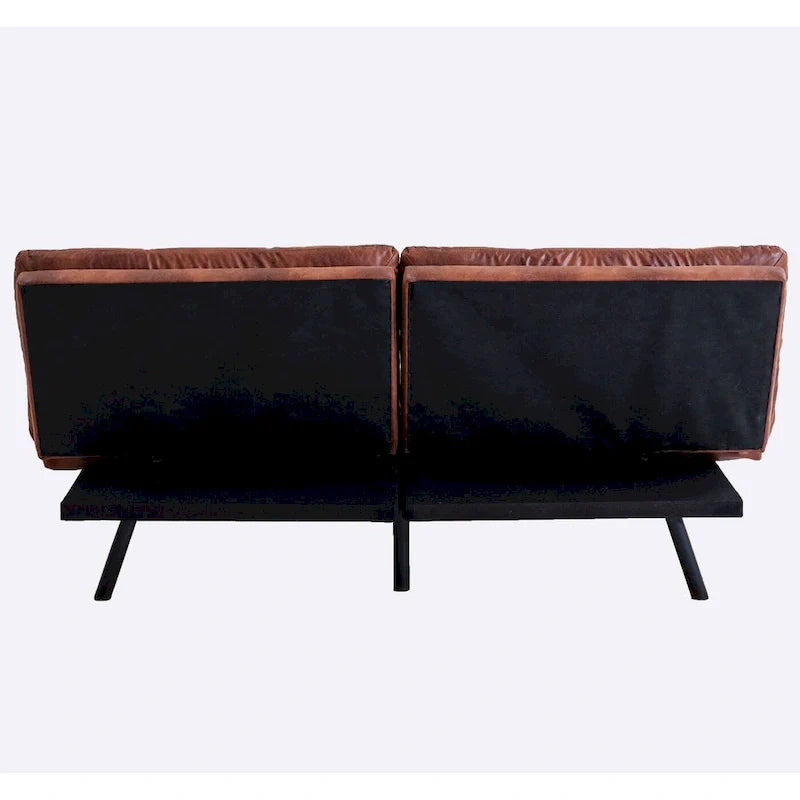 Futon Couch Sofa Bed, Faux Leather Sleeper Futons Convertible Loveseat Furniture for Compact Small Space, Dorm, Living Room