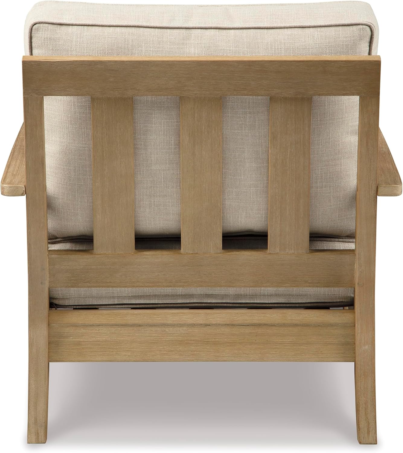 Signature Design by Ashley Clare View Coastal Outdoor Patio Eucalyptus Sofa with Cushions, Beige